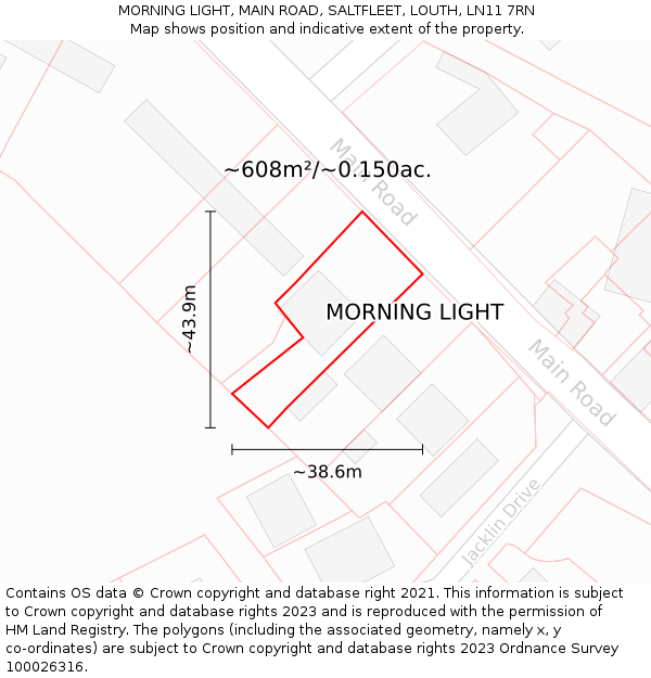 MORNING LIGHT, MAIN ROAD, SALTFLEET, LOUTH, LN11 7RN: Plot and title map