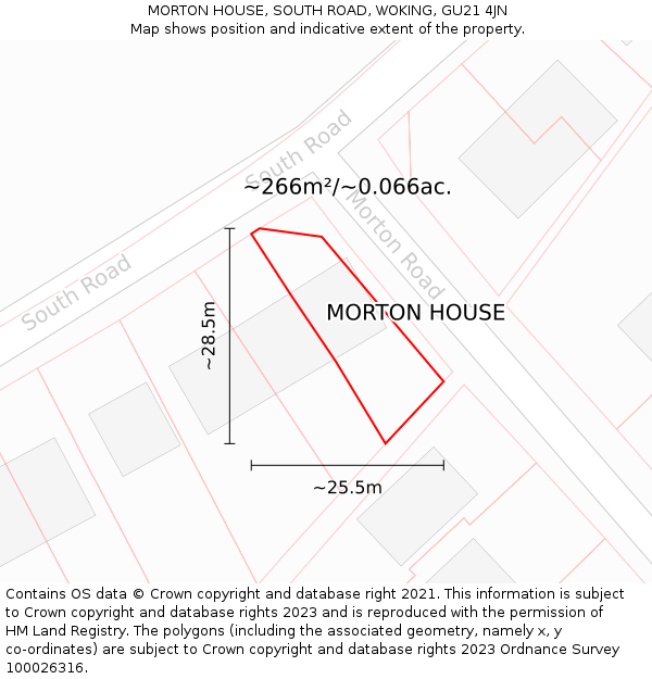 MORTON HOUSE, SOUTH ROAD, WOKING, GU21 4JN: Plot and title map