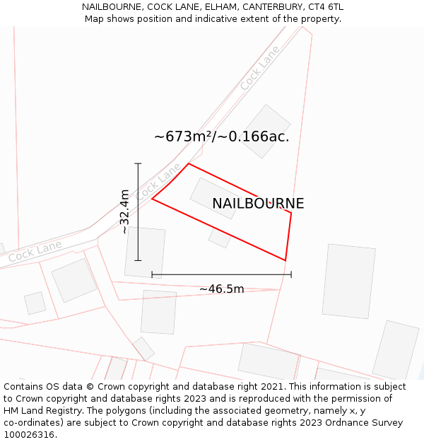 NAILBOURNE, COCK LANE, ELHAM, CANTERBURY, CT4 6TL: Plot and title map