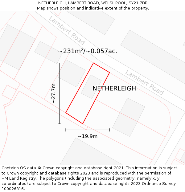 NETHERLEIGH, LAMBERT ROAD, WELSHPOOL, SY21 7BP: Plot and title map