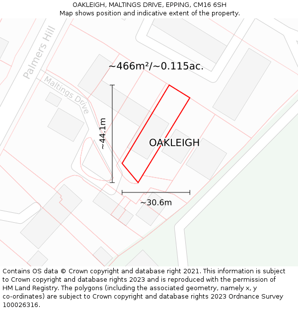 OAKLEIGH, MALTINGS DRIVE, EPPING, CM16 6SH: Plot and title map