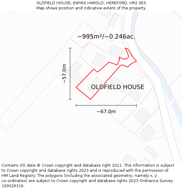 OLDFIELD HOUSE, EWYAS HAROLD, HEREFORD, HR2 0ES: Plot and title map