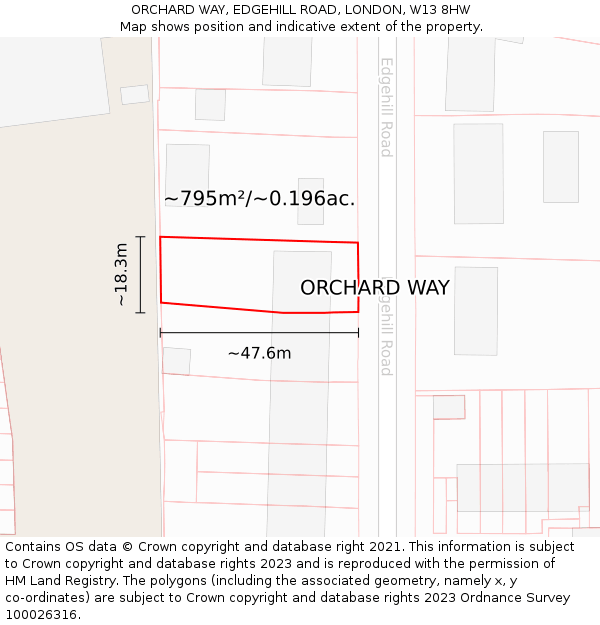ORCHARD WAY, EDGEHILL ROAD, LONDON, W13 8HW: Plot and title map