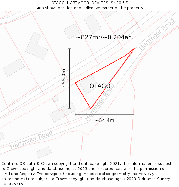 OTAGO, HARTMOOR, DEVIZES, SN10 5JS: Plot and title map