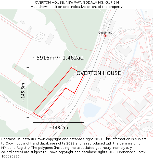 OVERTON HOUSE, NEW WAY, GODALMING, GU7 2JH: Plot and title map