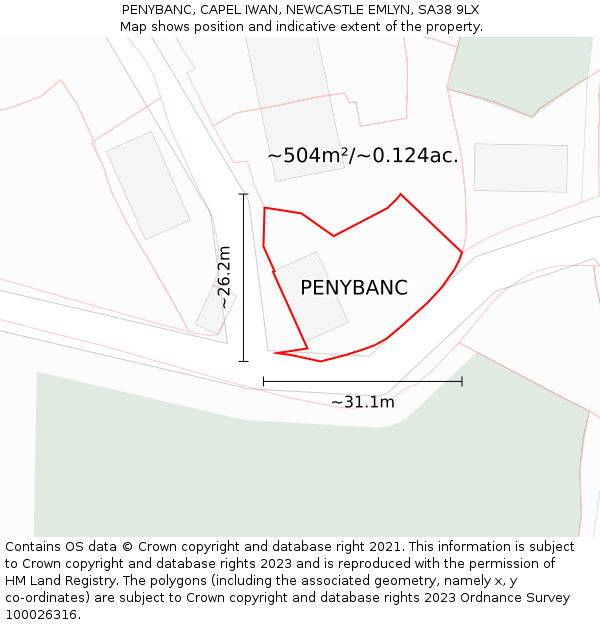 PENYBANC, CAPEL IWAN, NEWCASTLE EMLYN, SA38 9LX: Plot and title map