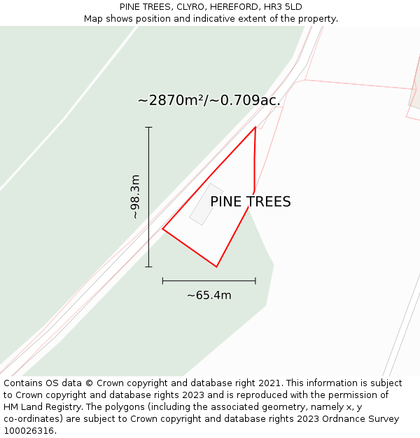 PINE TREES, CLYRO, HEREFORD, HR3 5LD: Plot and title map