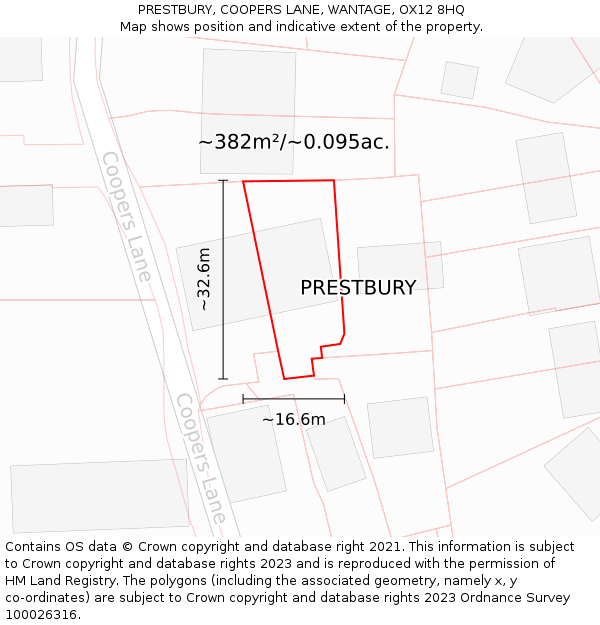 PRESTBURY, COOPERS LANE, WANTAGE, OX12 8HQ: Plot and title map