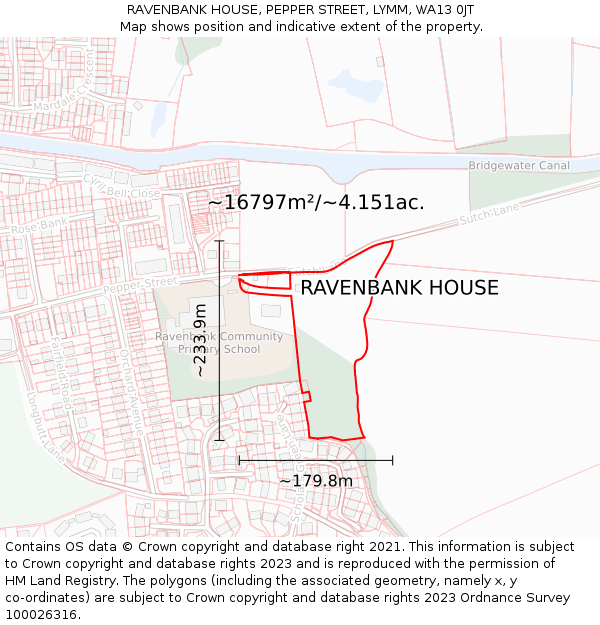 RAVENBANK HOUSE, PEPPER STREET, LYMM, WA13 0JT: Plot and title map