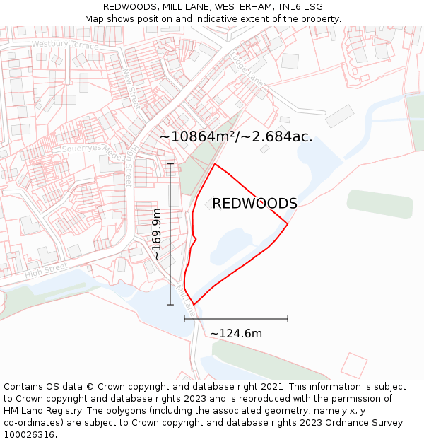 REDWOODS, MILL LANE, WESTERHAM, TN16 1SG: Plot and title map