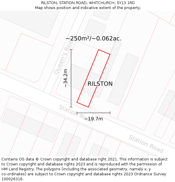 RILSTON, STATION ROAD, WHITCHURCH, SY13 1RD: Plot and title map