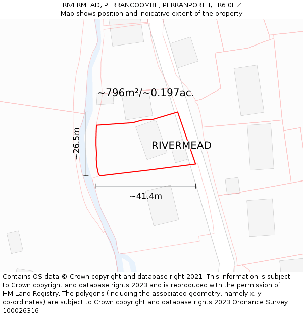 RIVERMEAD, PERRANCOOMBE, PERRANPORTH, TR6 0HZ: Plot and title map