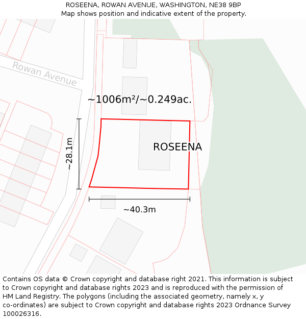 ROSEENA, ROWAN AVENUE, WASHINGTON, NE38 9BP: Plot and title map