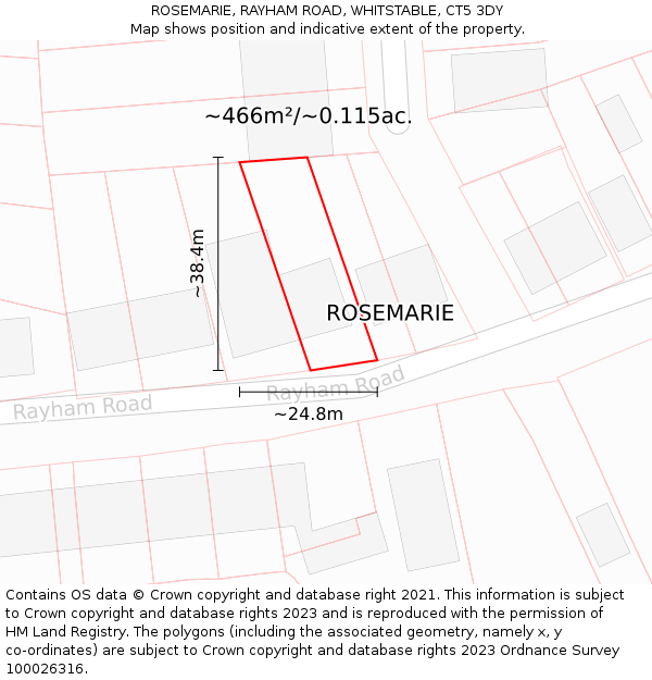 ROSEMARIE, RAYHAM ROAD, WHITSTABLE, CT5 3DY: Plot and title map