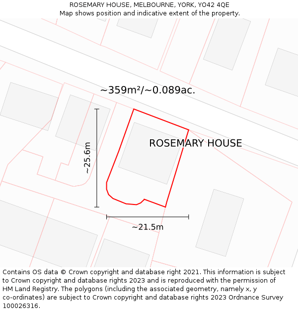 ROSEMARY HOUSE, MELBOURNE, YORK, YO42 4QE: Plot and title map