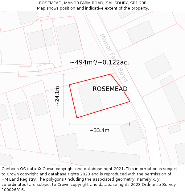 ROSEMEAD, MANOR FARM ROAD, SALISBURY, SP1 2RR: Plot and title map