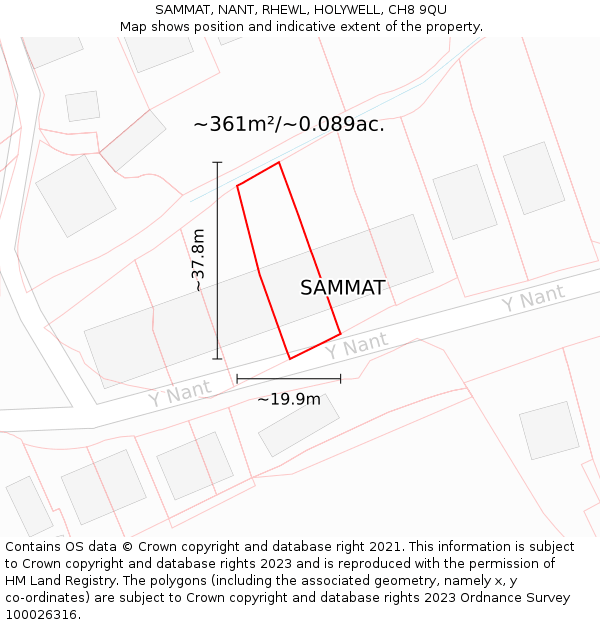 SAMMAT, NANT, RHEWL, HOLYWELL, CH8 9QU: Plot and title map