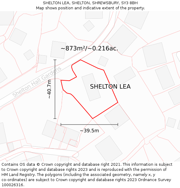 SHELTON LEA, SHELTON, SHREWSBURY, SY3 8BH: Plot and title map