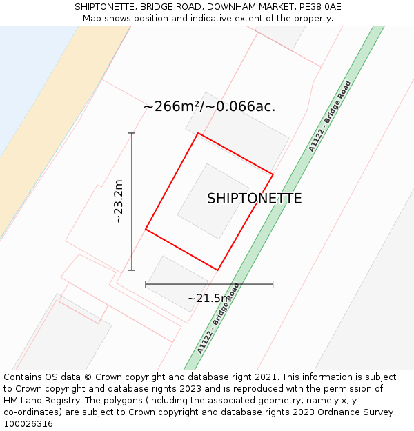 SHIPTONETTE, BRIDGE ROAD, DOWNHAM MARKET, PE38 0AE: Plot and title map
