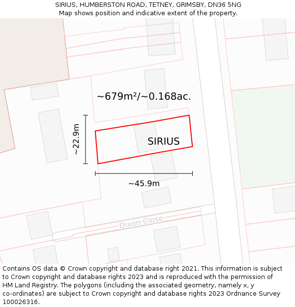 SIRIUS, HUMBERSTON ROAD, TETNEY, GRIMSBY, DN36 5NG: Plot and title map