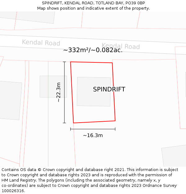 SPINDRIFT, KENDAL ROAD, TOTLAND BAY, PO39 0BP: Plot and title map