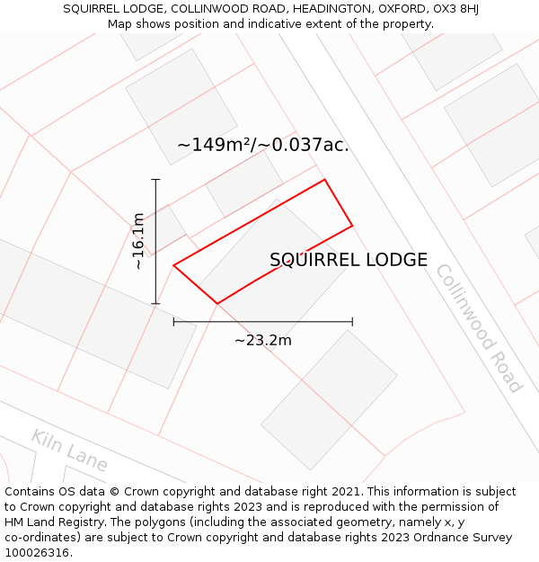 SQUIRREL LODGE, COLLINWOOD ROAD, HEADINGTON, OXFORD, OX3 8HJ: Plot and title map