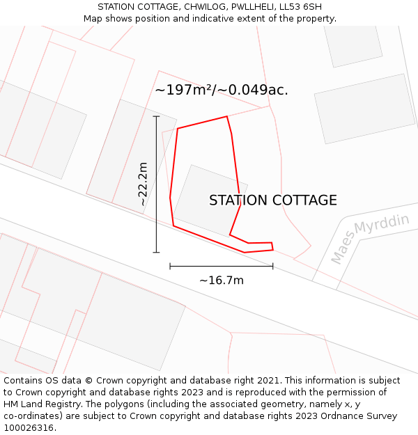 STATION COTTAGE, CHWILOG, PWLLHELI, LL53 6SH: Plot and title map