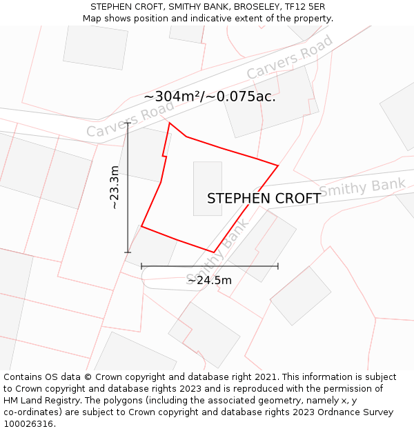 STEPHEN CROFT, SMITHY BANK, BROSELEY, TF12 5ER: Plot and title map