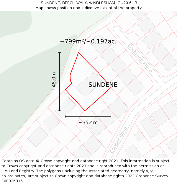 SUNDENE, BEECH WALK, WINDLESHAM, GU20 6HB: Plot and title map