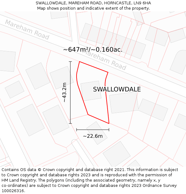 SWALLOWDALE, MAREHAM ROAD, HORNCASTLE, LN9 6HA: Plot and title map