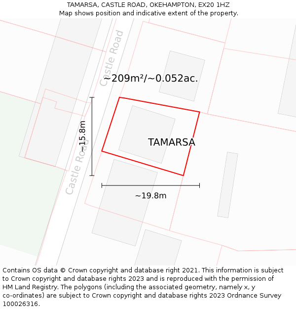 TAMARSA, CASTLE ROAD, OKEHAMPTON, EX20 1HZ: Plot and title map