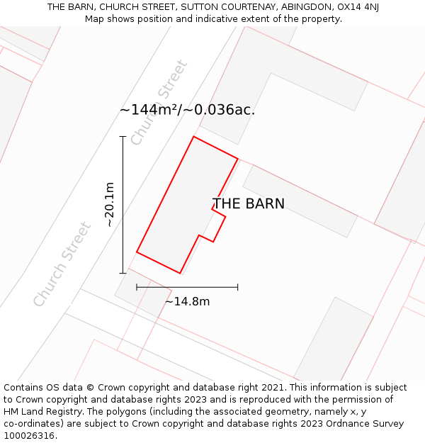 THE BARN, CHURCH STREET, SUTTON COURTENAY, ABINGDON, OX14 4NJ: Plot and title map