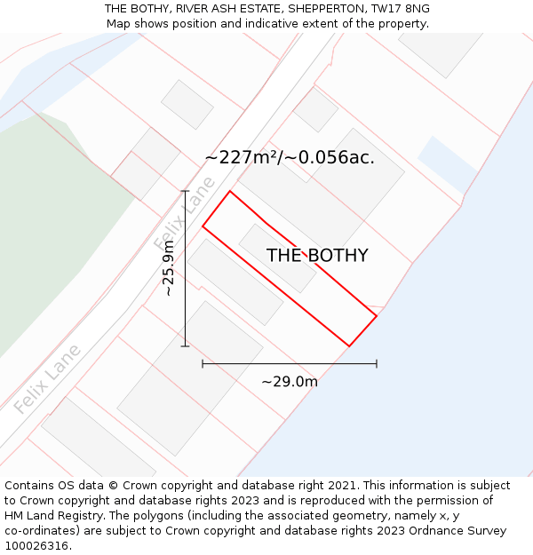 THE BOTHY, RIVER ASH ESTATE, SHEPPERTON, TW17 8NG: Plot and title map