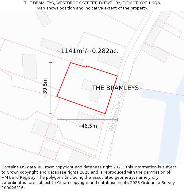 THE BRAMLEYS, WESTBROOK STREET, BLEWBURY, DIDCOT, OX11 9QA: Plot and title map