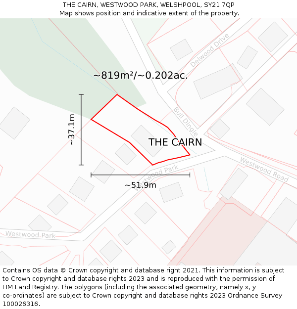 THE CAIRN, WESTWOOD PARK, WELSHPOOL, SY21 7QP: Plot and title map