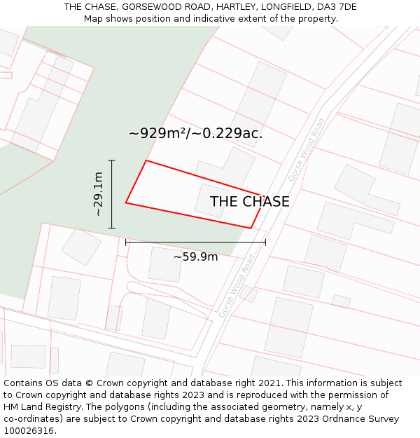 THE CHASE, GORSEWOOD ROAD, HARTLEY, LONGFIELD, DA3 7DE: Plot and title map