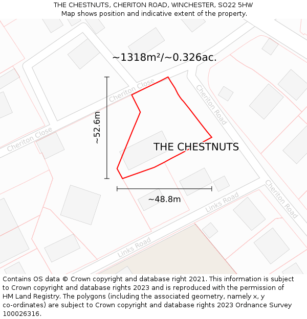 THE CHESTNUTS, CHERITON ROAD, WINCHESTER, SO22 5HW: Plot and title map