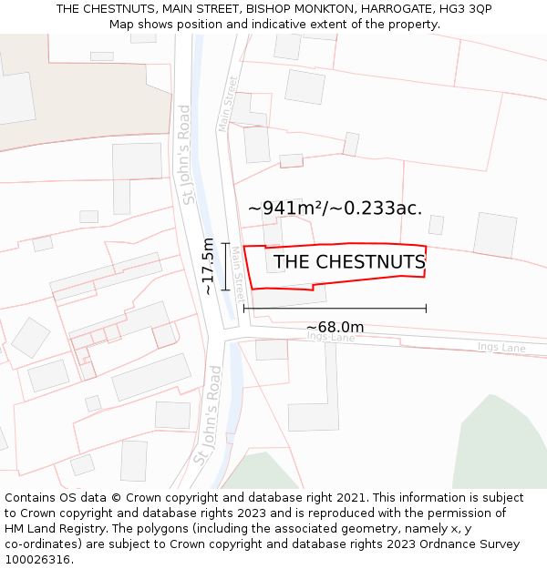 THE CHESTNUTS, MAIN STREET, BISHOP MONKTON, HARROGATE, HG3 3QP: Plot and title map