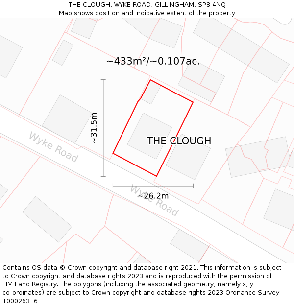 THE CLOUGH, WYKE ROAD, GILLINGHAM, SP8 4NQ: Plot and title map