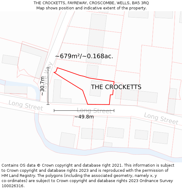 THE CROCKETTS, FAYREWAY, CROSCOMBE, WELLS, BA5 3RQ: Plot and title map