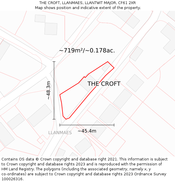 THE CROFT, LLANMAES, LLANTWIT MAJOR, CF61 2XR: Plot and title map