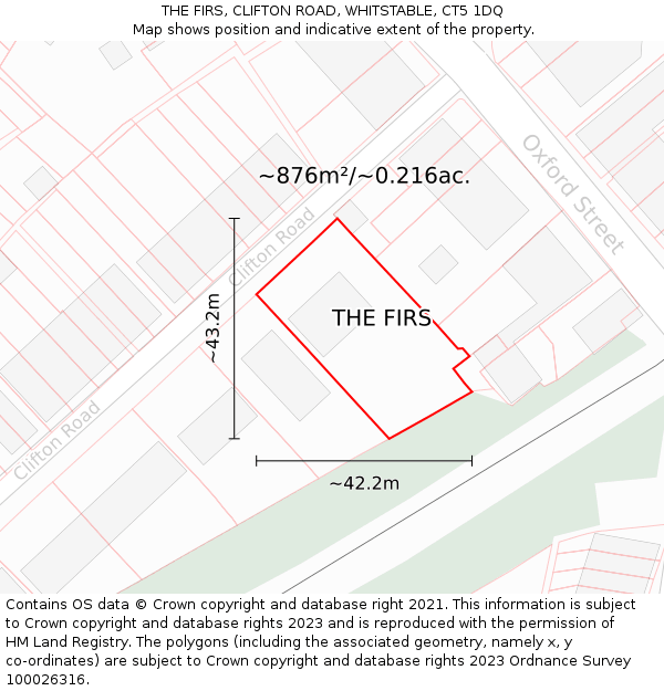 THE FIRS, CLIFTON ROAD, WHITSTABLE, CT5 1DQ: Plot and title map