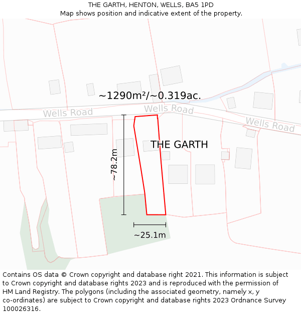 THE GARTH, HENTON, WELLS, BA5 1PD: Plot and title map