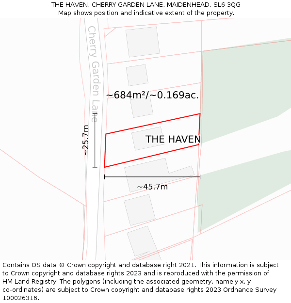 THE HAVEN, CHERRY GARDEN LANE, MAIDENHEAD, SL6 3QG: Plot and title map