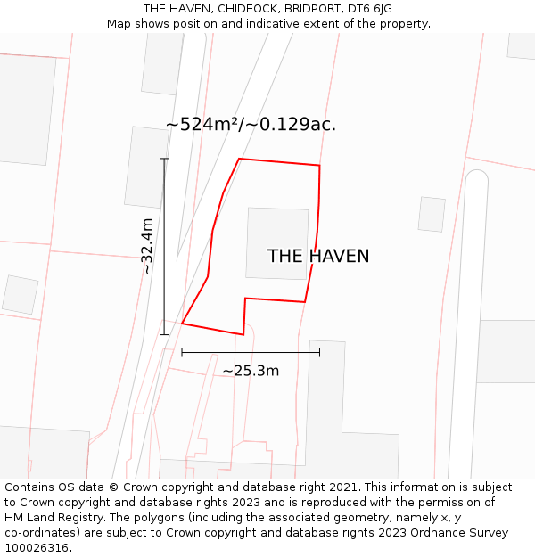 THE HAVEN, CHIDEOCK, BRIDPORT, DT6 6JG: Plot and title map