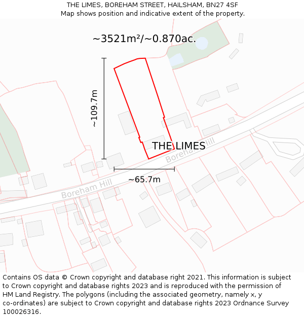 THE LIMES, BOREHAM STREET, HAILSHAM, BN27 4SF: Plot and title map