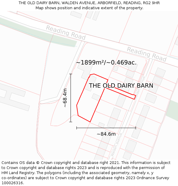 THE OLD DAIRY BARN, WALDEN AVENUE, ARBORFIELD, READING, RG2 9HR: Plot and title map