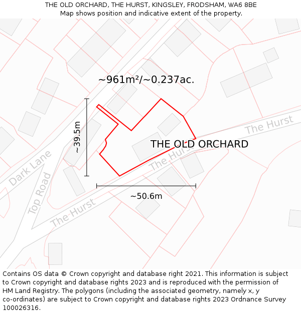 THE OLD ORCHARD, THE HURST, KINGSLEY, FRODSHAM, WA6 8BE: Plot and title map