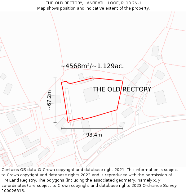 THE OLD RECTORY, LANREATH, LOOE, PL13 2NU: Plot and title map