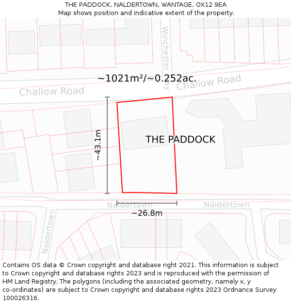 THE PADDOCK, NALDERTOWN, WANTAGE, OX12 9EA: Plot and title map